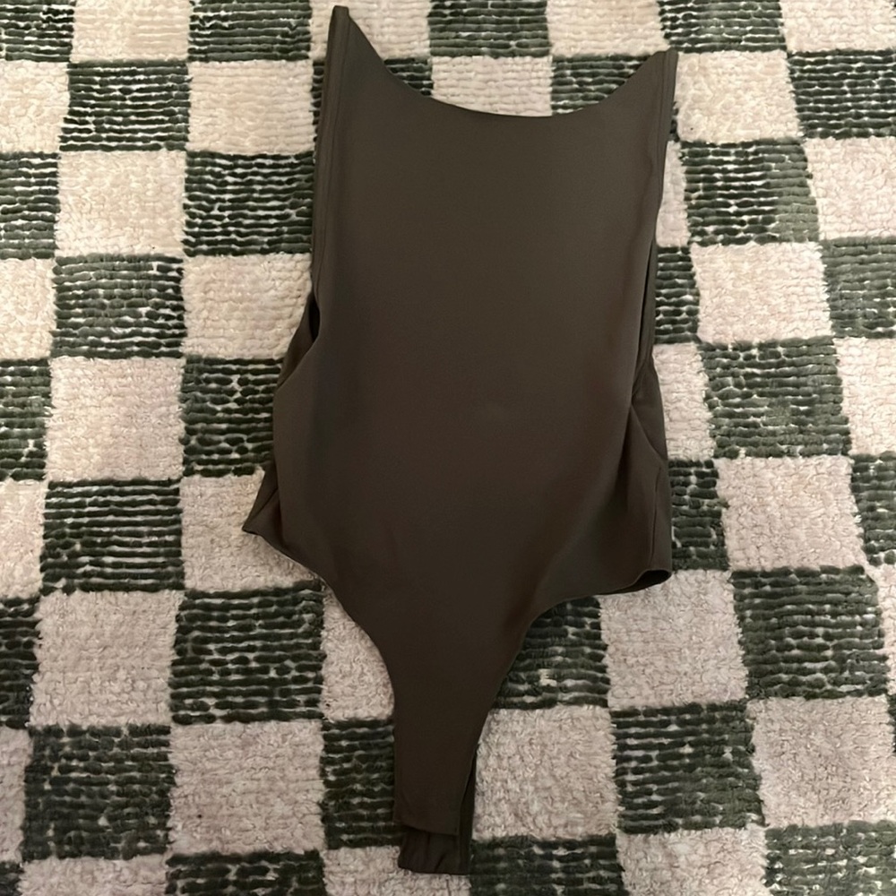 PAXTON olive green open back bodysuit